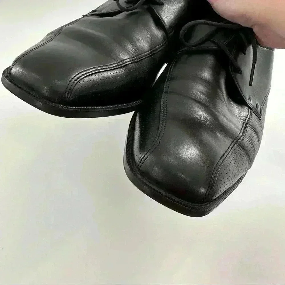 Ecco mens oxfords size 43 9.5 black leather bicycle toe Orthopedic comfort
